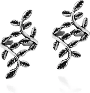 AeraVida Nature Leaf Vine Wrap Ear Clip .925 Sterling Silver Cuff Earrings | Cute Sterling Silver Cuff Earrings | Earrings for Women | Nature Leaf Cuff Earrings | Vintage Cuff Earrings
