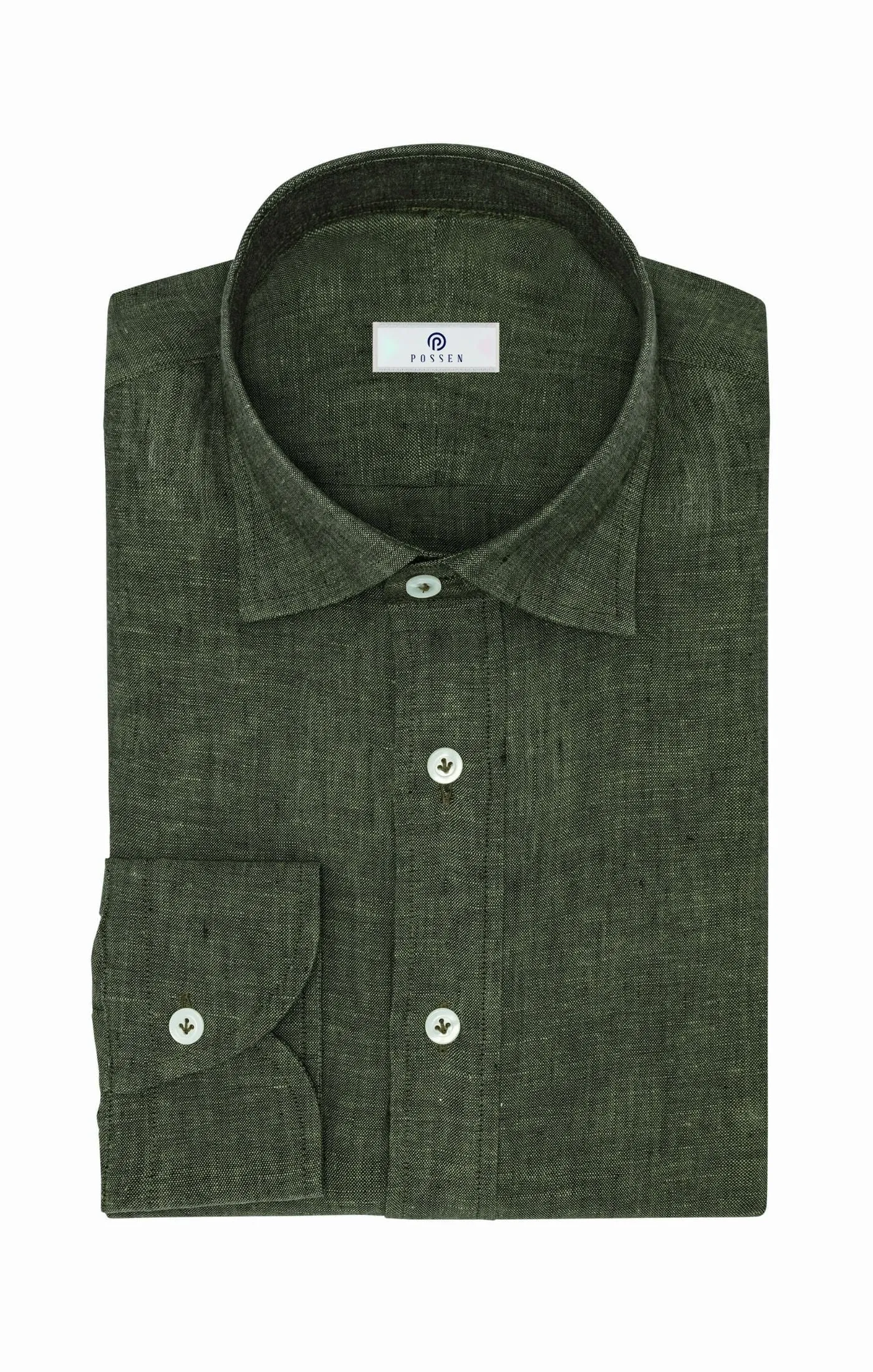 Albini Dark Olive Pure Linen Batiste