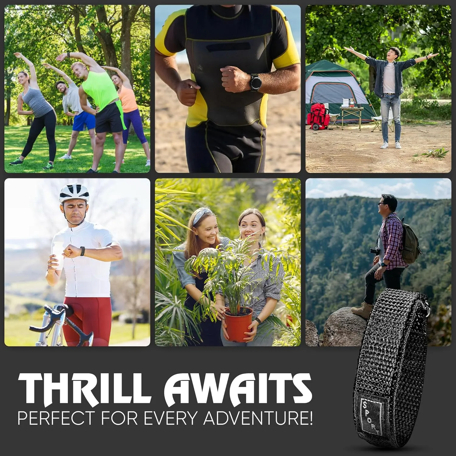 Alpine Sporty Nylon Watch Band | Waterproof Velcro Quick Release Watch Bands |Lightweight & Adjustable Watch Straps for Men |Replacement Watch Band Compatible with Regular & Smart Watches