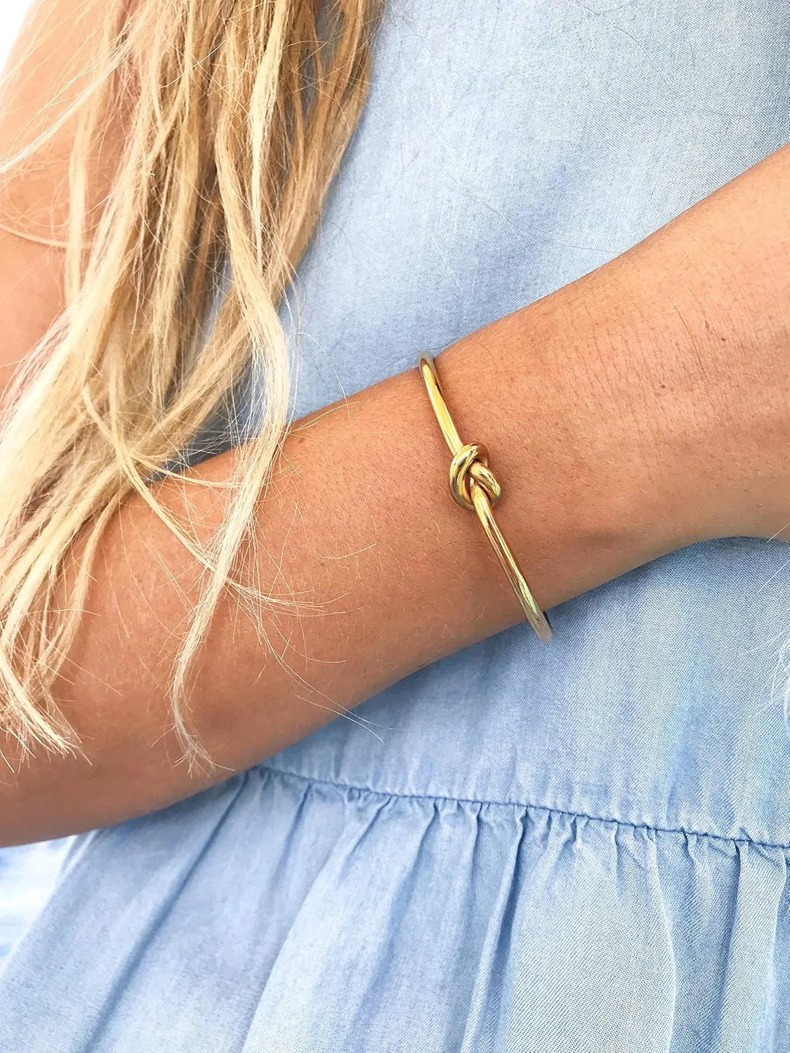 Altitude Boutique Cuff Bangle Gold Bracelets for Women | Tie The Knot Love Bracelet for Bridesmaid Gifts | 18K Gold Plated, Adjustable Best Friend Bracelets