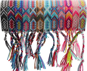 Andblue 12 Pcs Nepal Woven Friendship Bracelets Handmade Braided String Adjustable Bulk Bracelet for Women