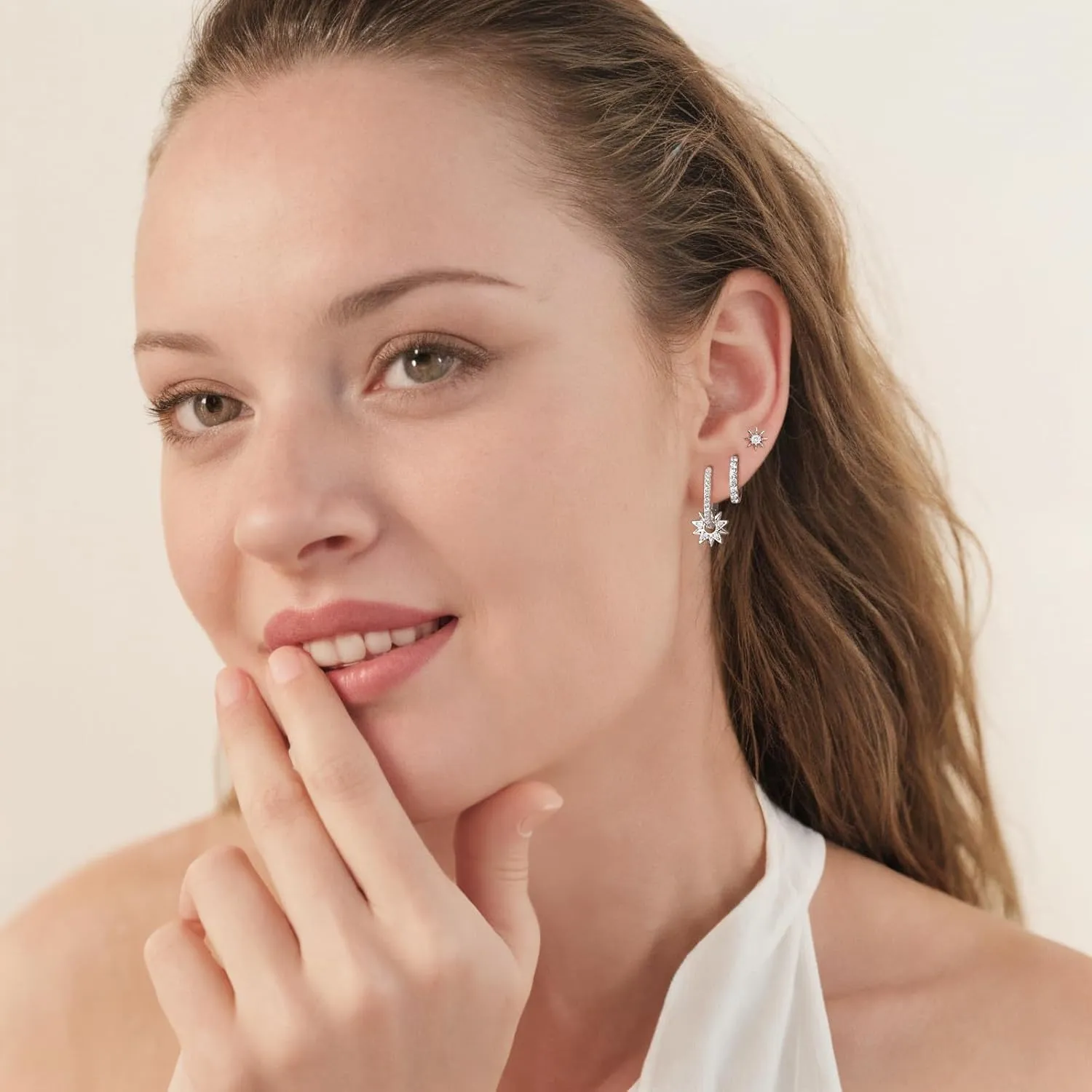 Angelady 14K Gold Plated Earring Sets for Women, Dainty Star Stud Earrings for Multiple Piercing, Trendy Hypoallergenic Huggie Hoop Earrings, Cartilage Dangle Earring Stacks Jewelry Gifts