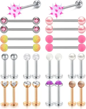 Anicina 14G Nipple Rings Nipplering for Women 14mm 16mm Straight Tongue Rings Barbell Nipple Rings Piercing Jewelry