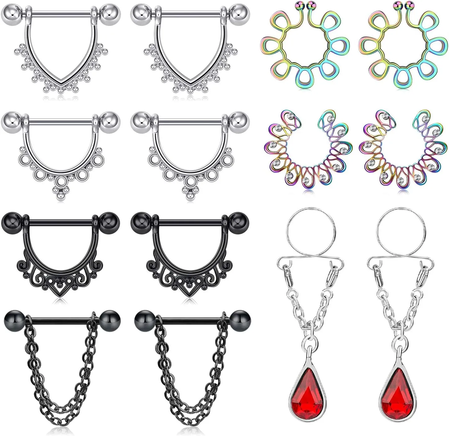 Anicina 14G Nipple Rings Nipplering for Women 14mm 16mm Straight Tongue Rings Barbell Nipple Rings Piercing Jewelry