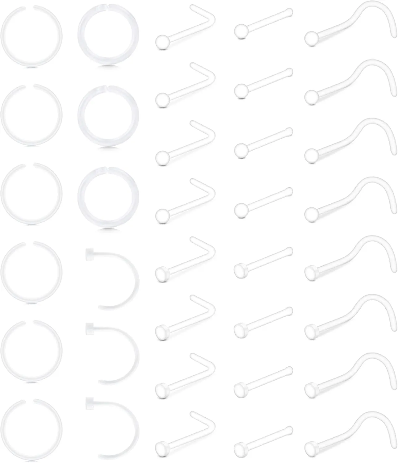 Anicina Clear Nose Rings Studs for Work Clear Piercing Retainer Horseshoe Plastic Septum Retainer Clear Flexible Belly Button Nose Septum Lip Eyebrow Tongue Nipple Rings Bioflex Industrial Barbell