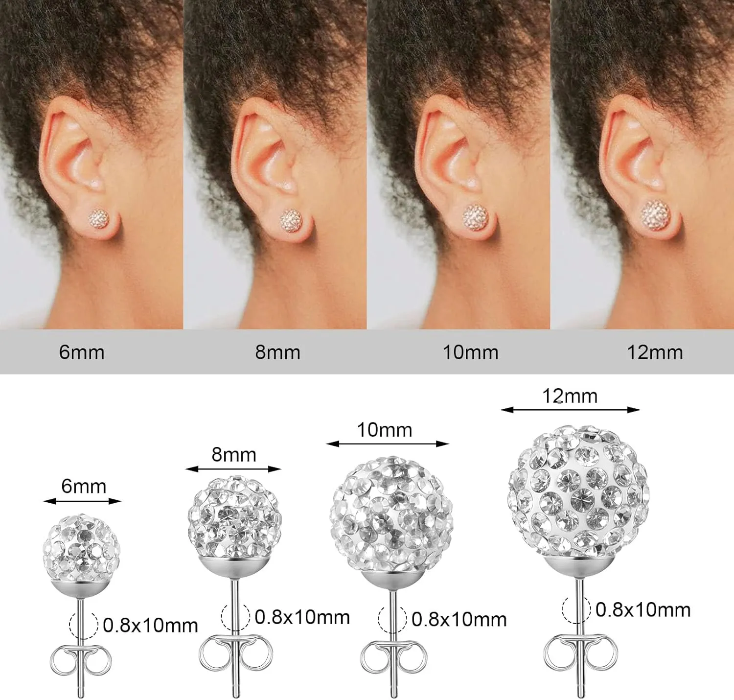 AOEDEJ 1 Piece Disco Ball Earrings for Women Silver Ball Earrings Crystal Earrings Studs Silver Crystal Earrings Cubic Zirconia