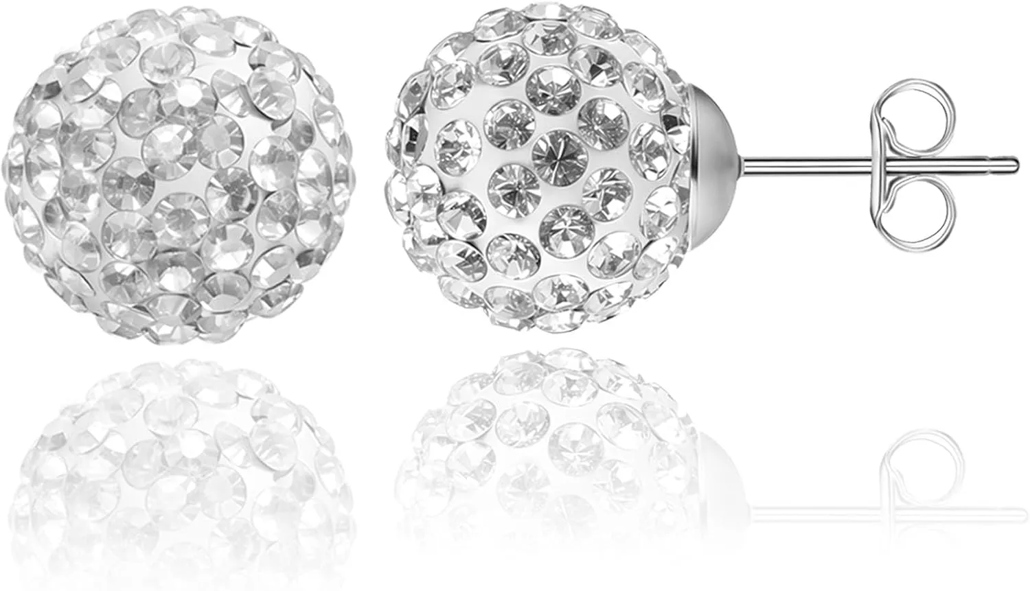 AOEDEJ 1 Piece Disco Ball Earrings for Women Silver Ball Earrings Crystal Earrings Studs Silver Crystal Earrings Cubic Zirconia