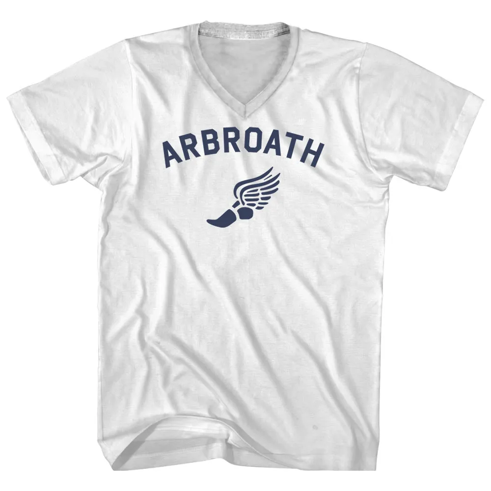 Arbroath Running Track Winged Foot Adult Cotton V-neck T-shirt