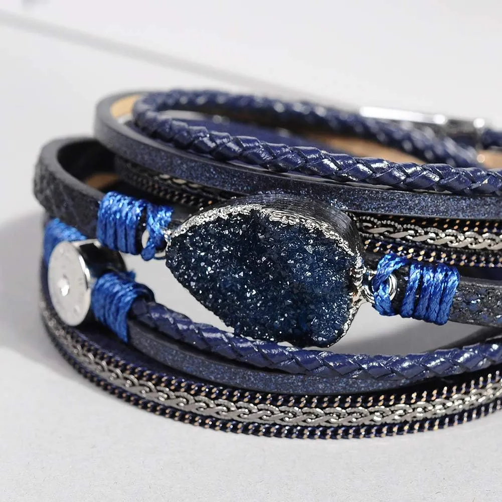 Artilady Leather Wrap Bracelets for Women - Pearl Bracelets Handmade Clasp Bangle Bracelet with Beads Jewelry Gift for Women and Mother