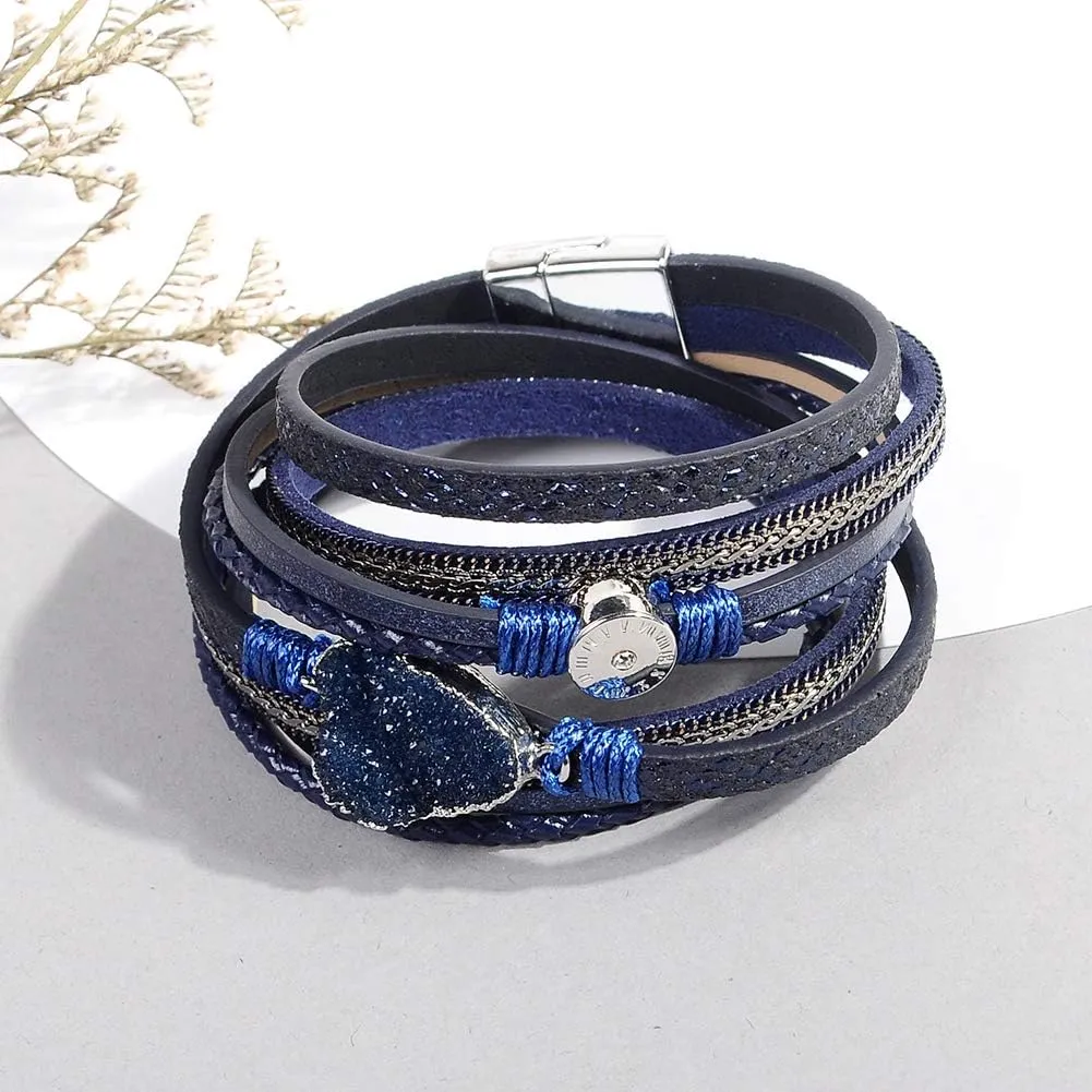 Artilady Leather Wrap Bracelets for Women - Pearl Bracelets Handmade Clasp Bangle Bracelet with Beads Jewelry Gift for Women and Mother