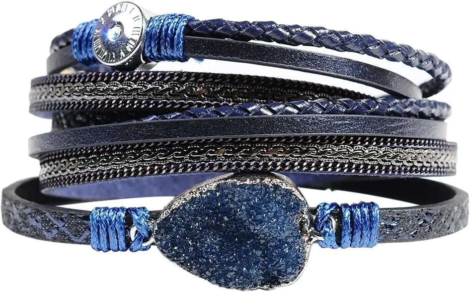 Artilady Leather Wrap Bracelets for Women - Pearl Bracelets Handmade Clasp Bangle Bracelet with Beads Jewelry Gift for Women and Mother