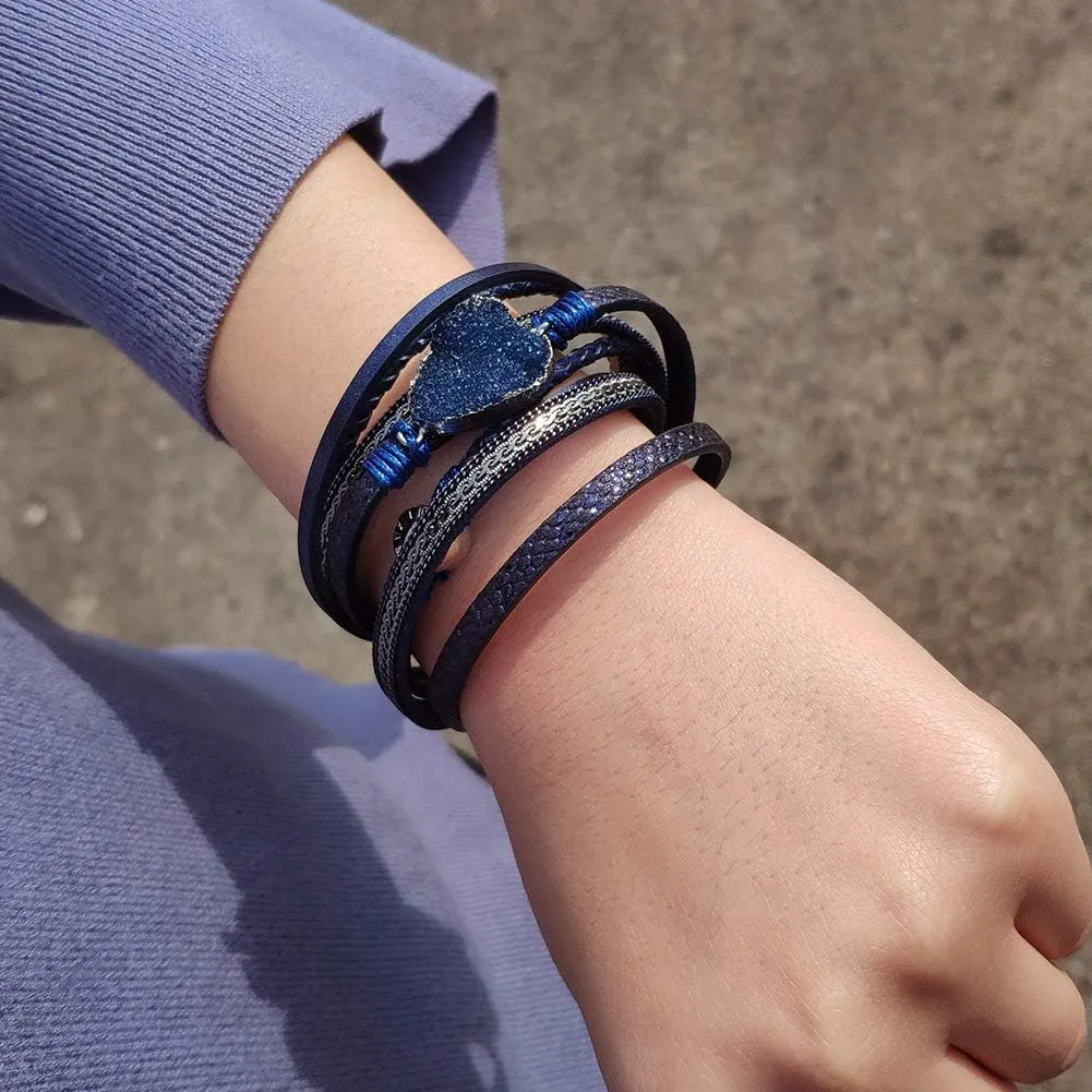 Artilady Leather Wrap Bracelets for Women - Pearl Bracelets Handmade Clasp Bangle Bracelet with Beads Jewelry Gift for Women and Mother