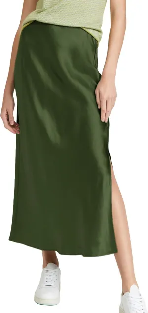 ATHX Women's Satin Long Skirt Dressy 2024 Summer High Waisted Silk A Line Split Elegant Maxi Skirts
