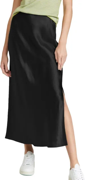 ATHX Women's Satin Long Skirt Dressy 2024 Summer High Waisted Silk A Line Split Elegant Maxi Skirts