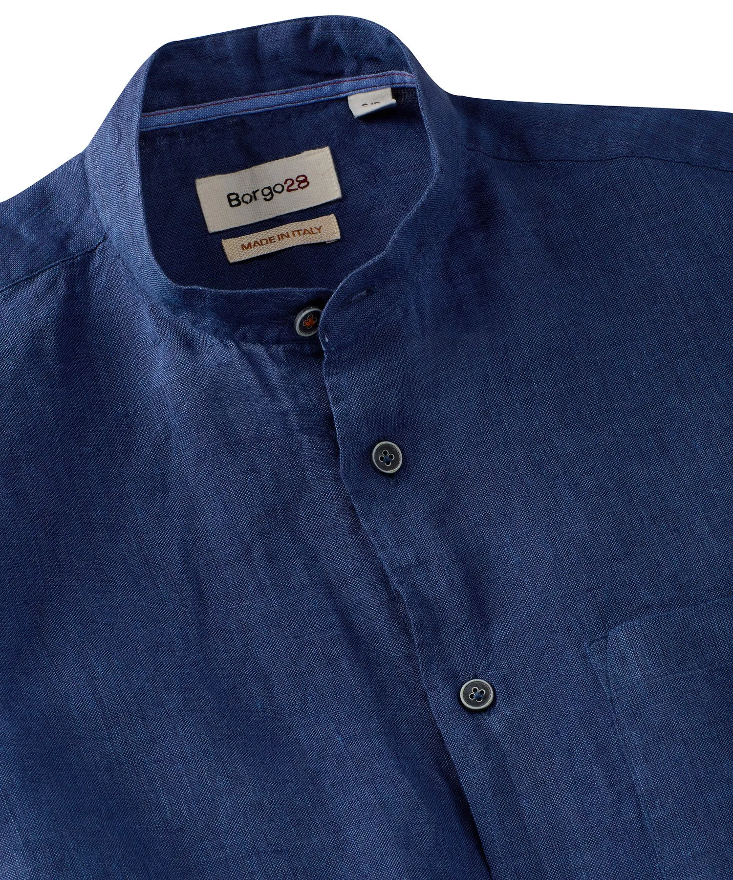 Banded Collar Long Sleeve Linen Sport Shirt