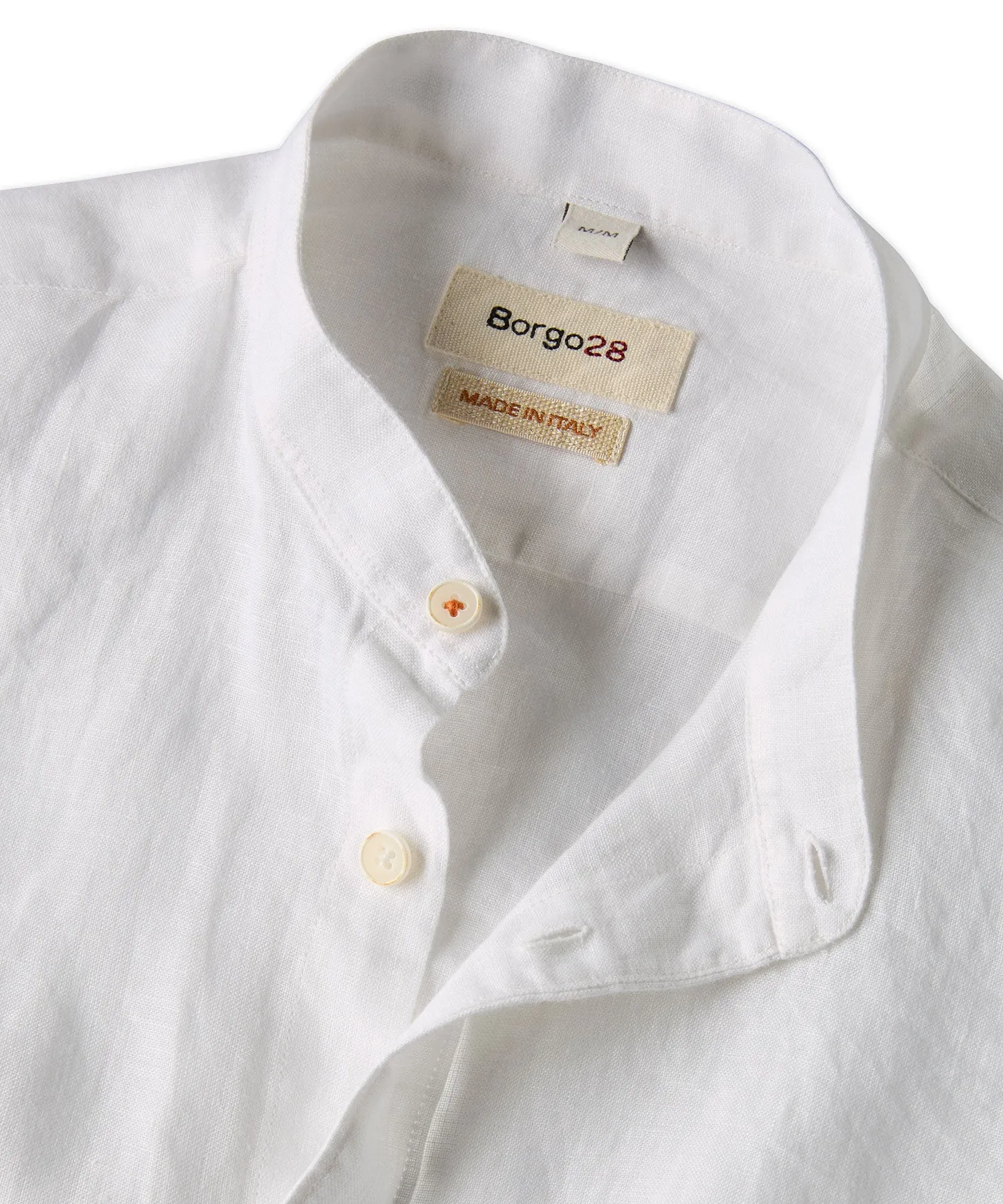 Banded Collar Long Sleeve Linen Sport Shirt