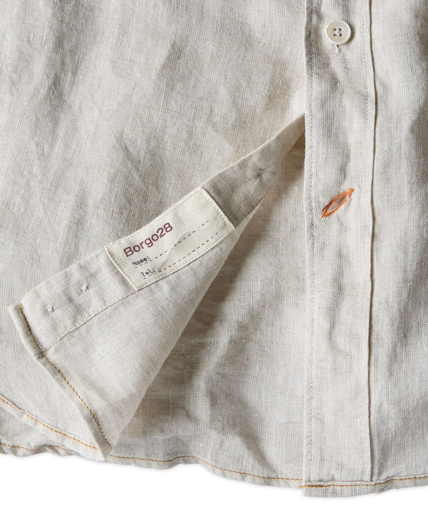 Banded Collar Long Sleeve Linen Sport Shirt