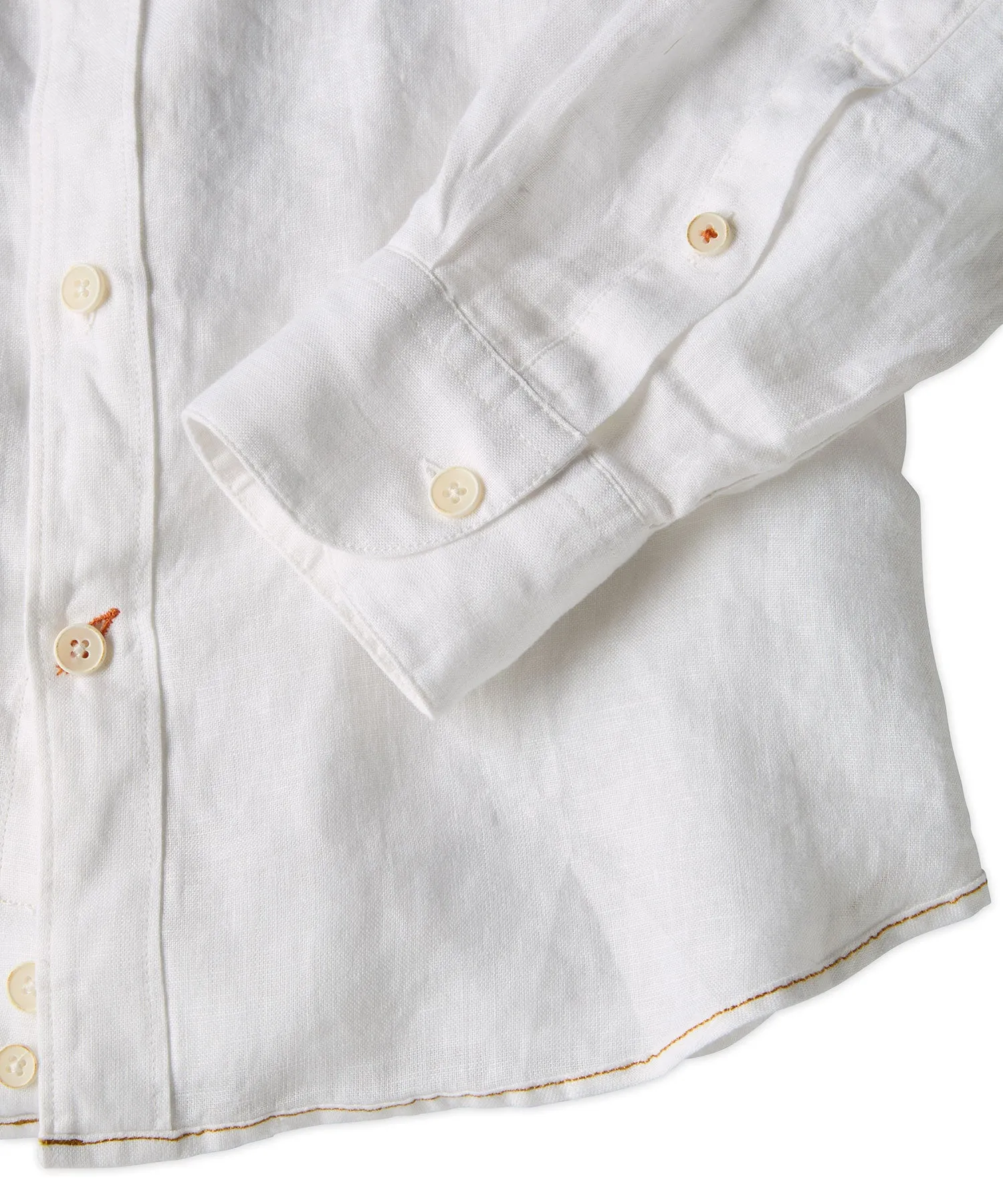 Banded Collar Long Sleeve Linen Sport Shirt
