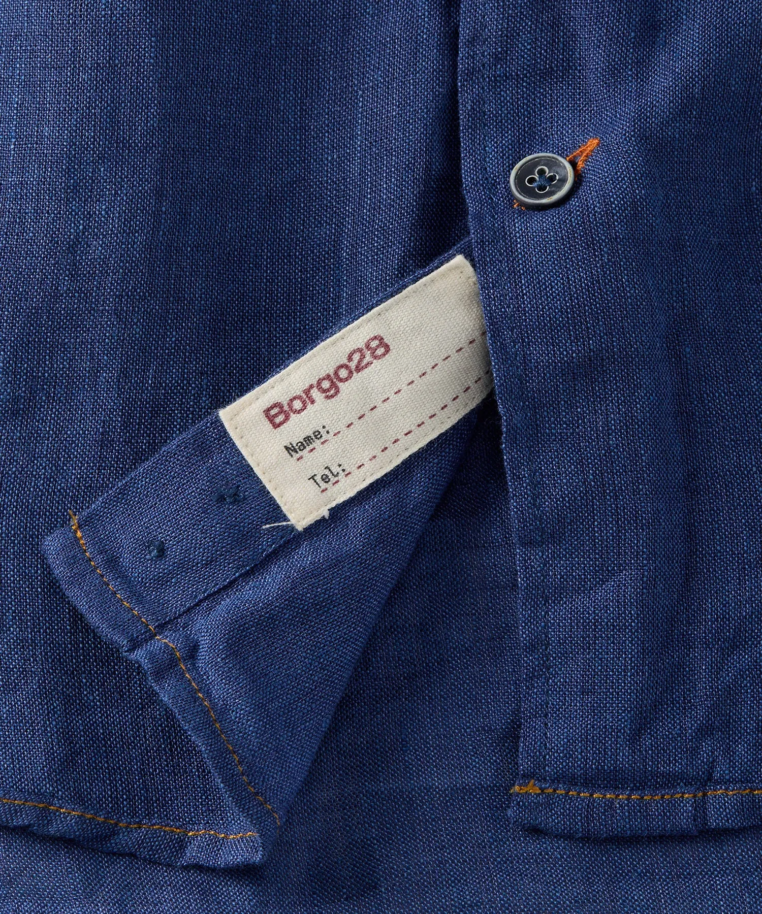 Banded Collar Long Sleeve Linen Sport Shirt