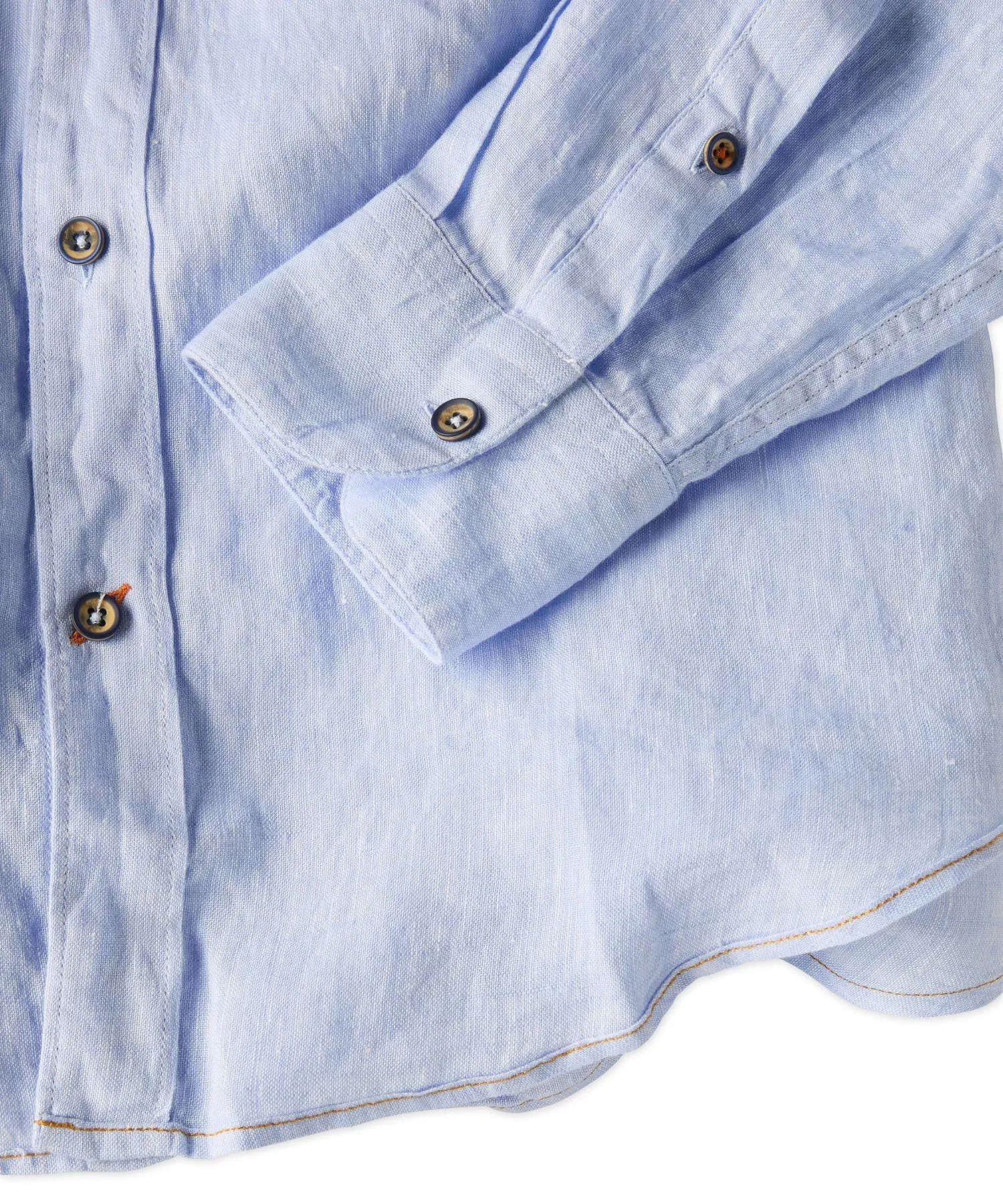Banded Collar Long Sleeve Linen Sport Shirt
