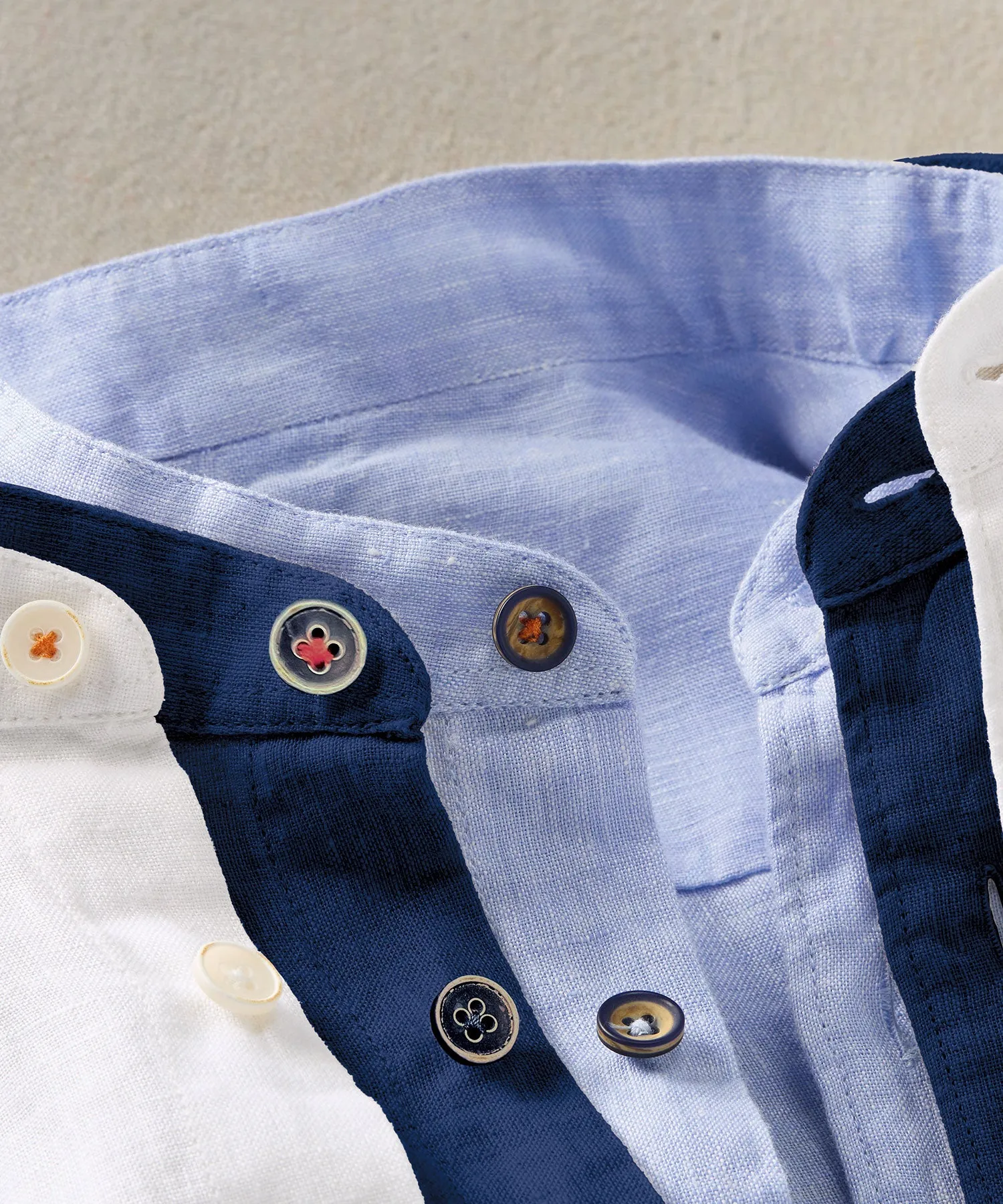 Banded Collar Long Sleeve Linen Sport Shirt