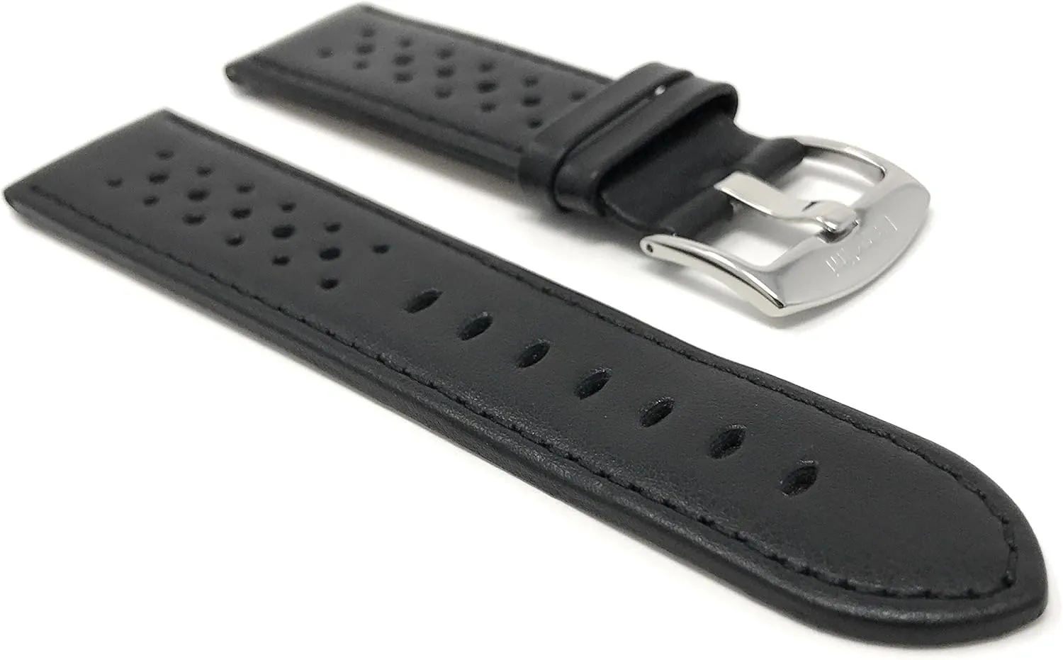 Bandini Mens Leather Watch Band Strap, Vented, Racer, GT Rally, Stainless Steel Buckle, 10 Colors - 18mm, 20mm, 22mm, 24mm (Many sizes also come in Extra Long XL)