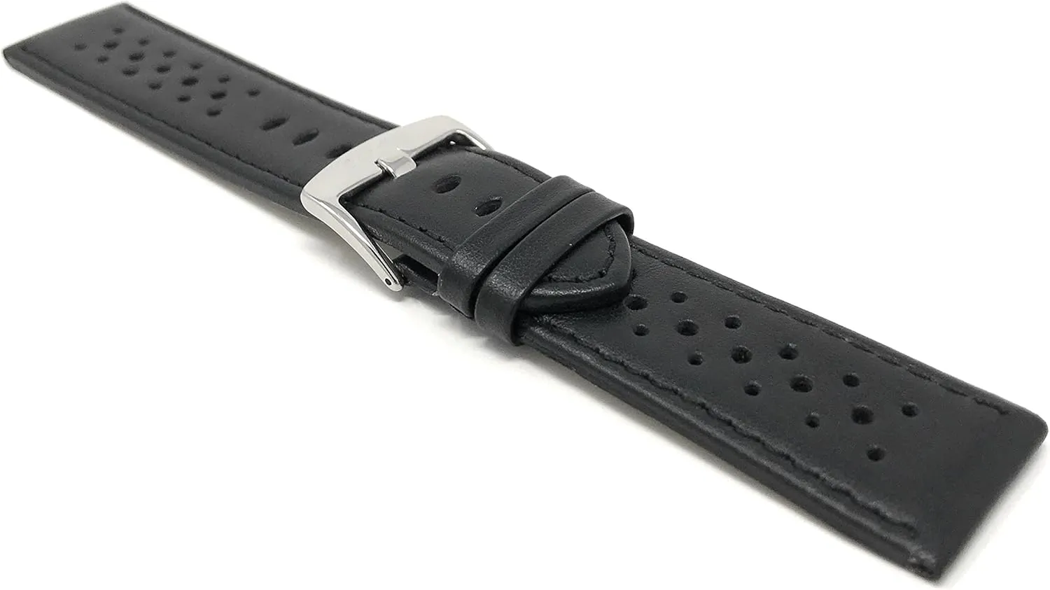 Bandini Mens Leather Watch Band Strap, Vented, Racer, GT Rally, Stainless Steel Buckle, 10 Colors - 18mm, 20mm, 22mm, 24mm (Many sizes also come in Extra Long XL)