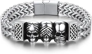 Bandmax Stainless Steel Chunky Heavy Duty Chain Bracelets for Men Handcuffs/Skulls/Celtic Knot Pendant Bracelets Biker Rapper Hip Hop Jewelry