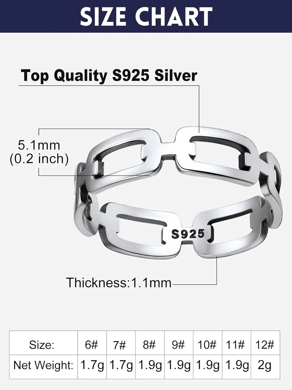 Bandmax Sterling Silver Rings for Men Women 5MM Wide Chunky Band Ring Classic Minimalist 925 Silver Rings Pinky Ring Cocktail Ring Wedding Ring