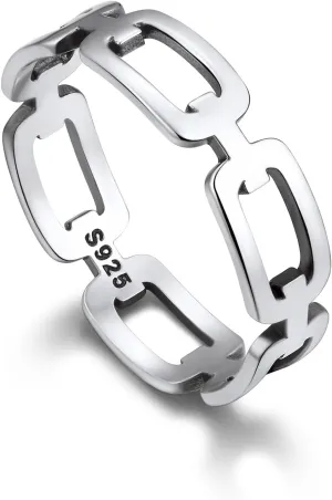 Bandmax Sterling Silver Rings for Men Women 5MM Wide Chunky Band Ring Classic Minimalist 925 Silver Rings Pinky Ring Cocktail Ring Wedding Ring