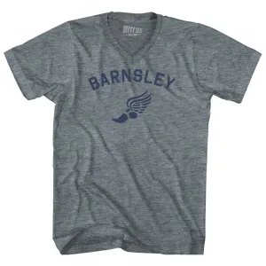 Barnsley Running Track Winged Foot-Adult Tri-Blend V-neck T-shirt