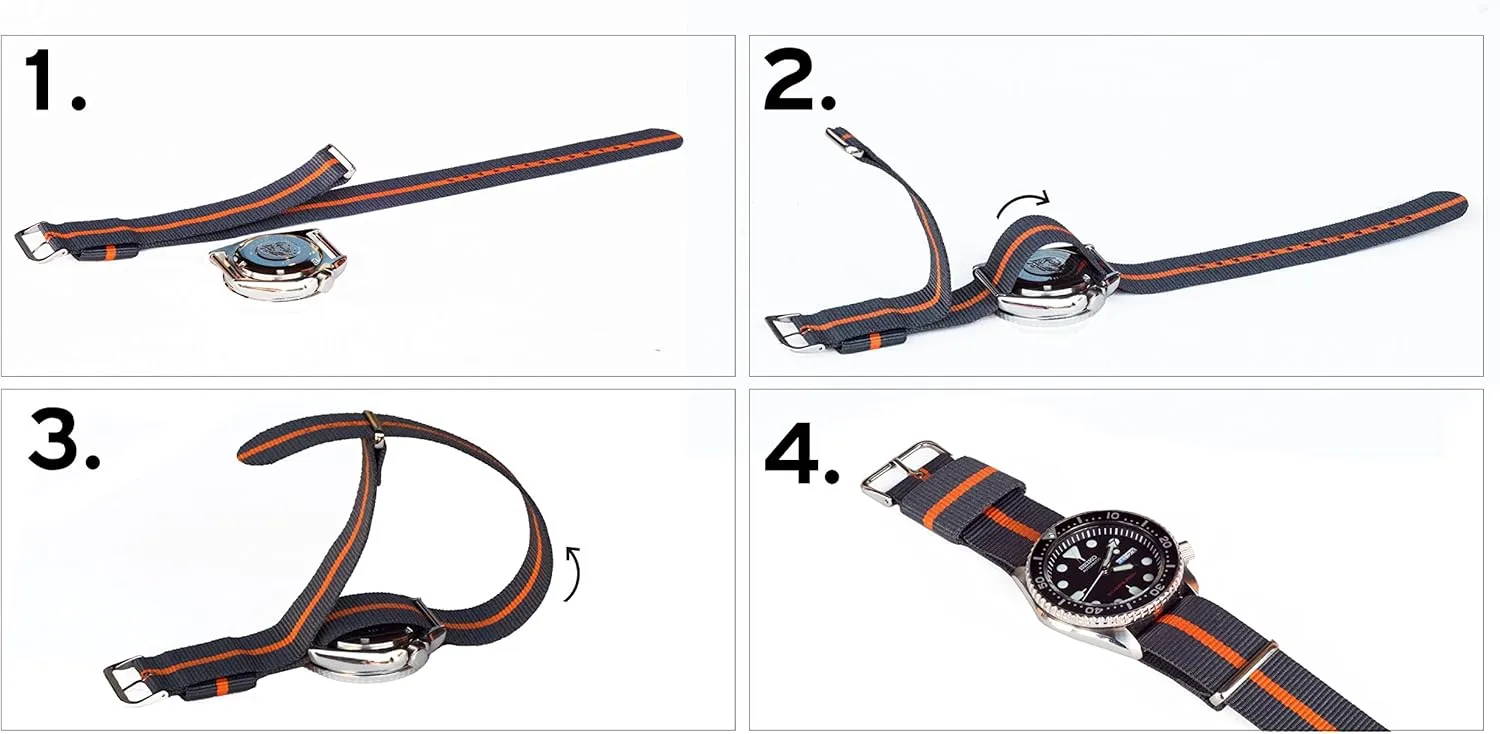 BARTON WATCH BANDS - Ballistic Nylon NATO Style Straps - Choice of Color, Length & Width (18mm, 20mm, 22mm or 24mm)