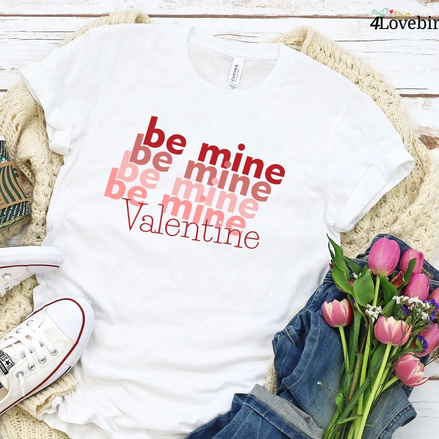 Be Mine Valentine's Gift: Matching Set - Retro Love Shirt & Sweatshirt