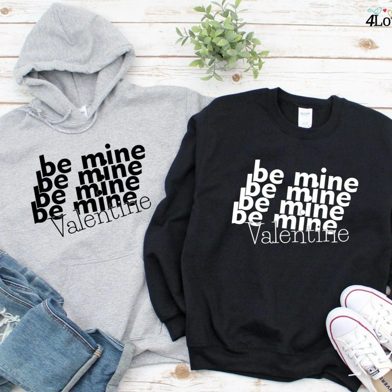 Be Mine Valentine's Gift: Matching Set - Retro Love Shirt & Sweatshirt