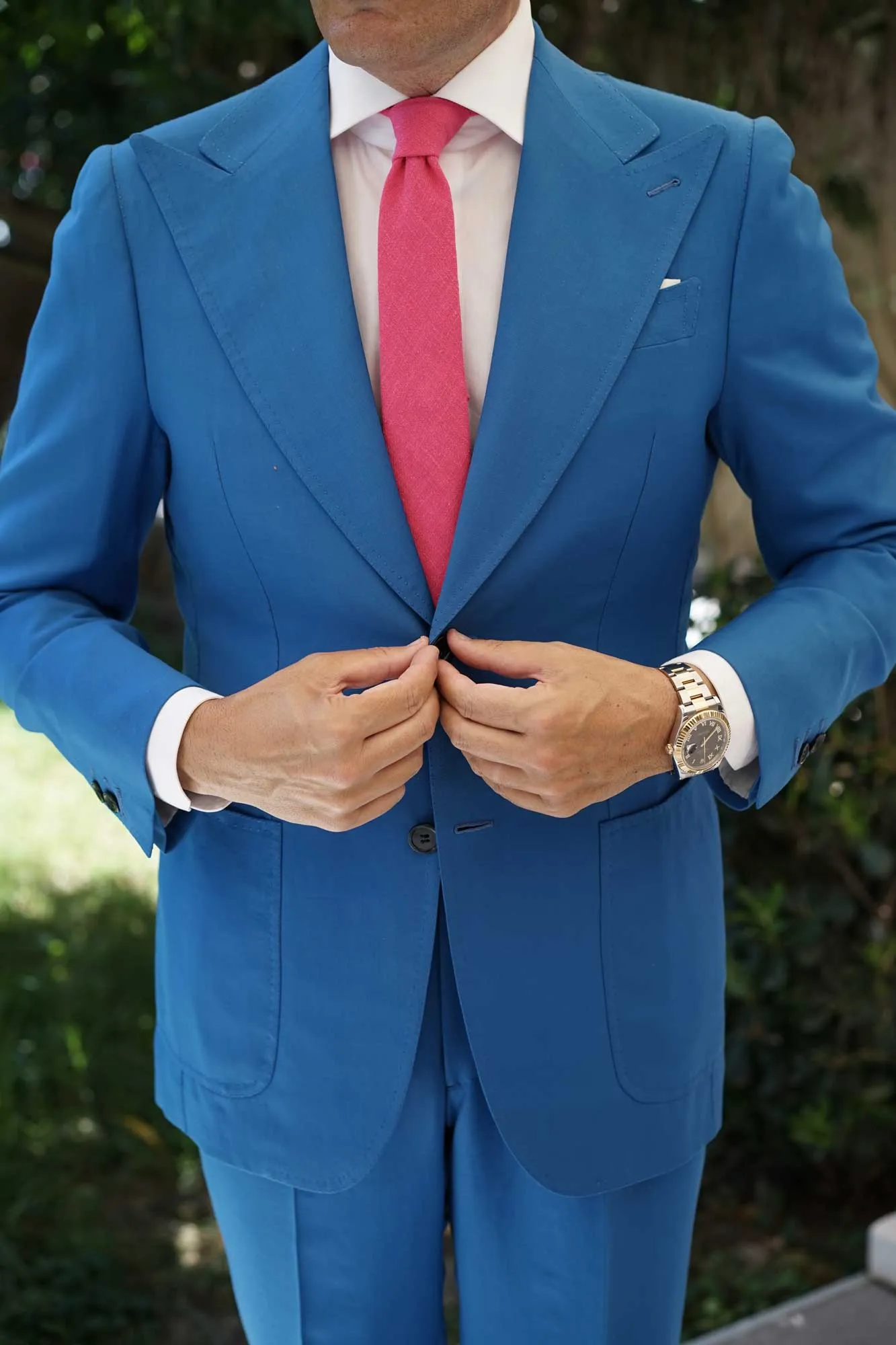 Begonia Hot Pink Linen Skinny Tie