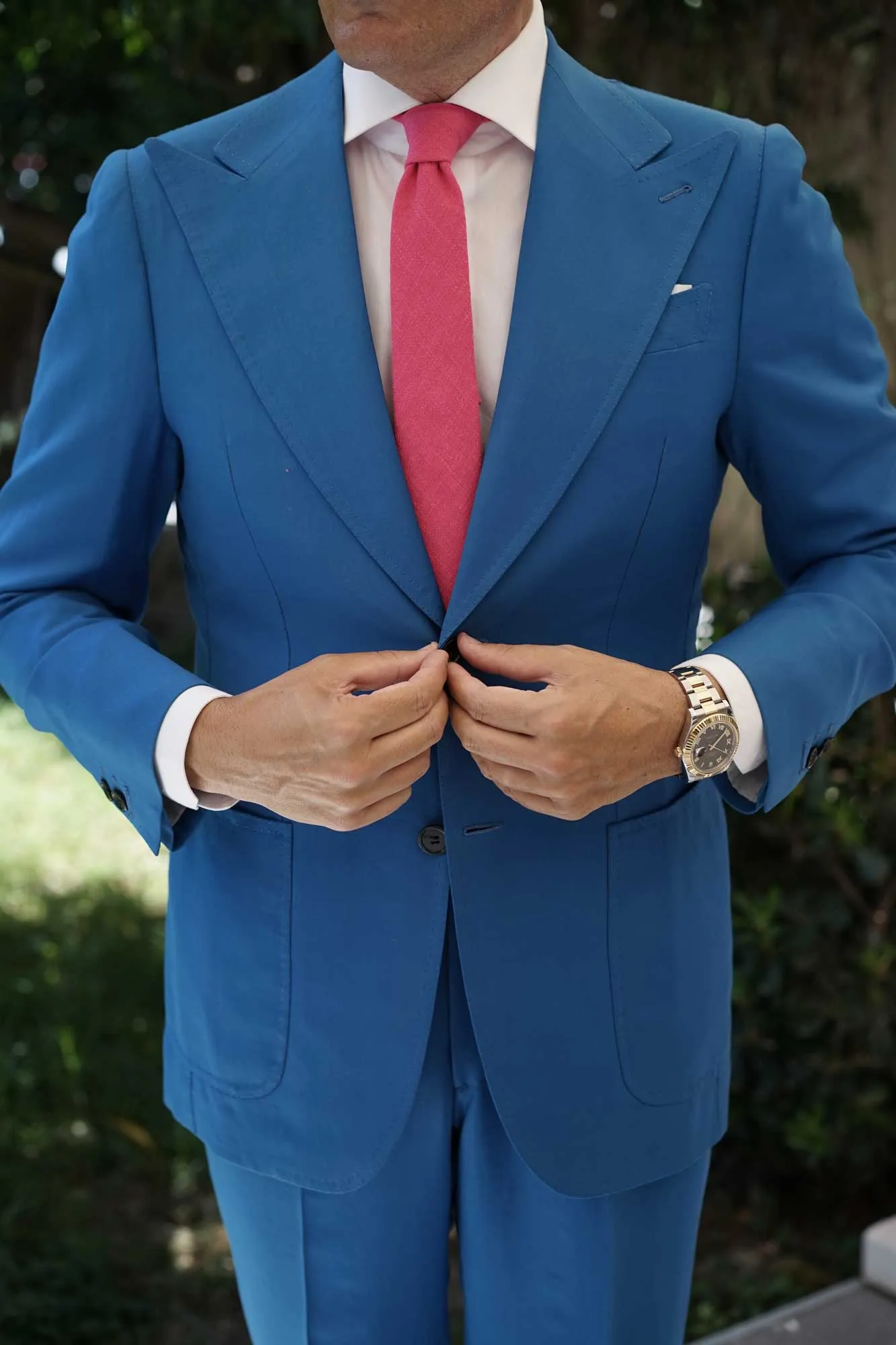 Begonia Hot Pink Linen Skinny Tie
