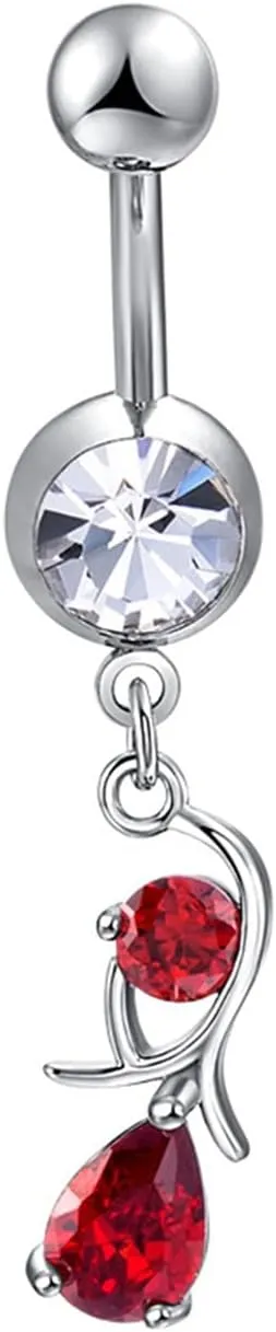 Belly Button Rings Dangling Unique, Body Jewelry for Women Piercings Water Drop and Round with Cubic Zirconia