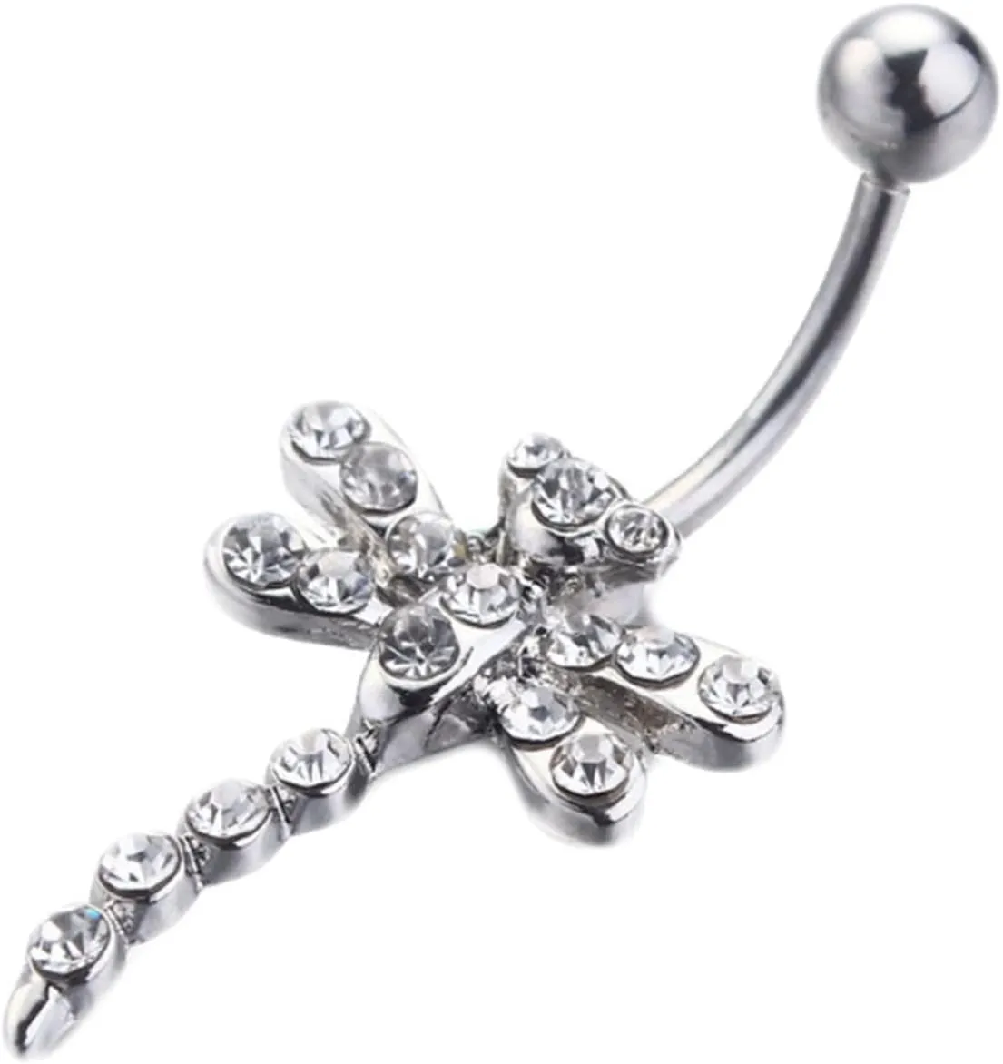 Belly Rings for Women Dangling Surgical Steel, Belly Button Rings Navel Dragonfly Shape with Cubic Zirconia