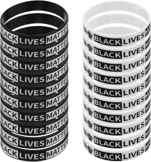 BESTOYARD 20pcs Black Lives Matter Silicone Rubber Wristbands BLM Anti Racism BLM Movement Bracelets Awareness Support Wristband Bracelets