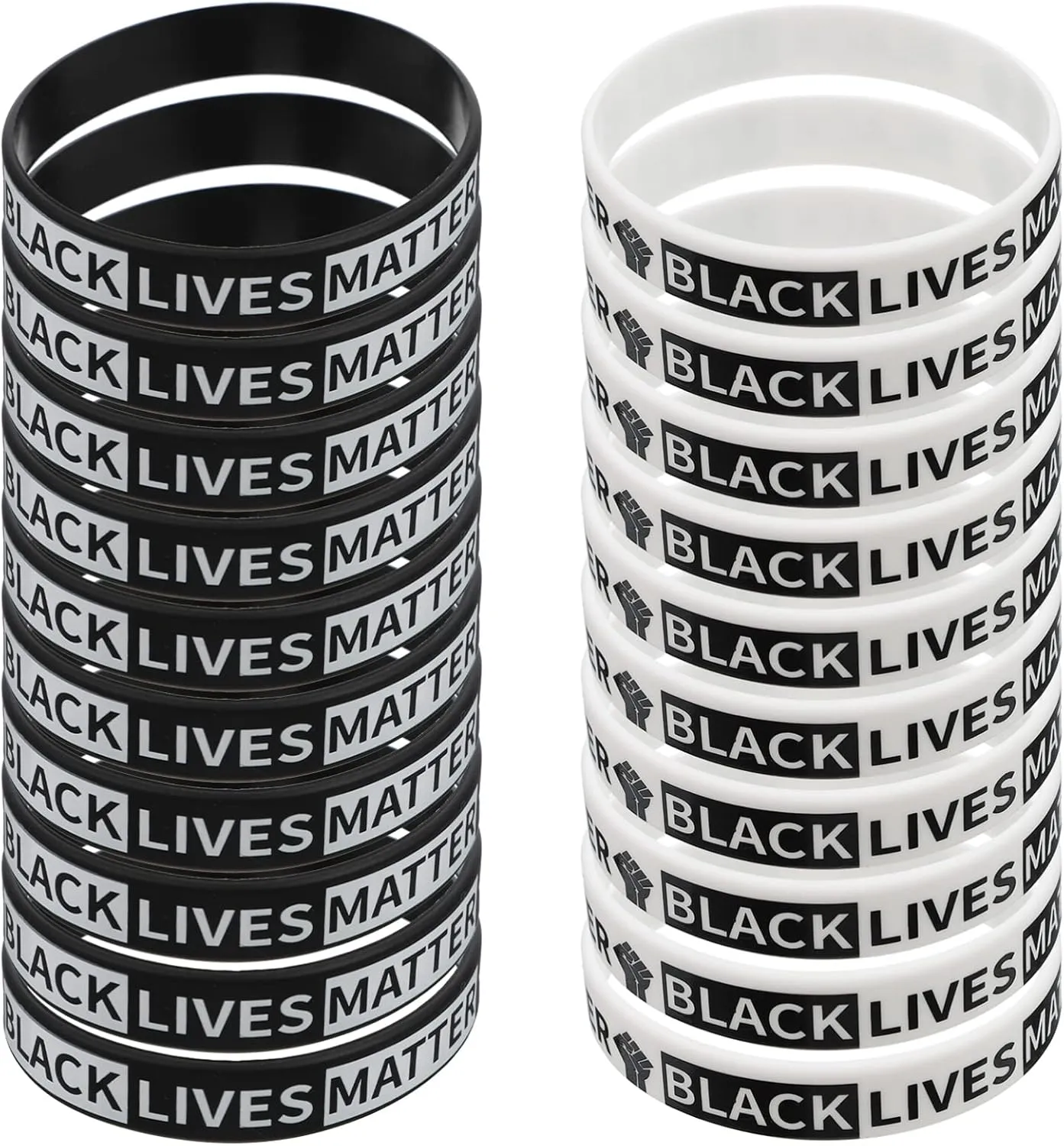 BESTOYARD 20pcs Black Lives Matter Silicone Rubber Wristbands BLM Anti Racism BLM Movement Bracelets Awareness Support Wristband Bracelets
