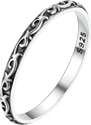 Bestyle Dainty Silver Celtic Knot/Evil Eye Ring - 2mm Slim Band Ring/ 3.5mm Spinning Rolling Ring, Thin Vintage Finger Thumb Ring for Women Girls, Gift Packaged