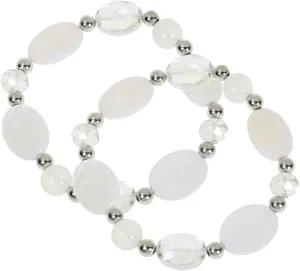 Big Beaded Bracelets for Women for women Multi Rows Boho Crystal Shell Beads Elastic Stretch Bracelets Trendy Fashion Jewelry