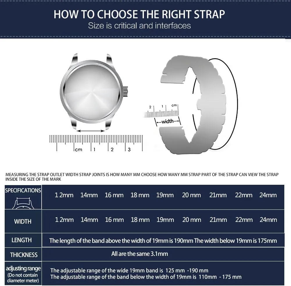 BINLUN Stainless Steel Watch Bands Quick Release 12mm-24mm Universal Metal Replacement Watch Straps SmartWatch Bracelets Links Straight & Curved Ends Men Women 6 Colors(Gold,22mm)