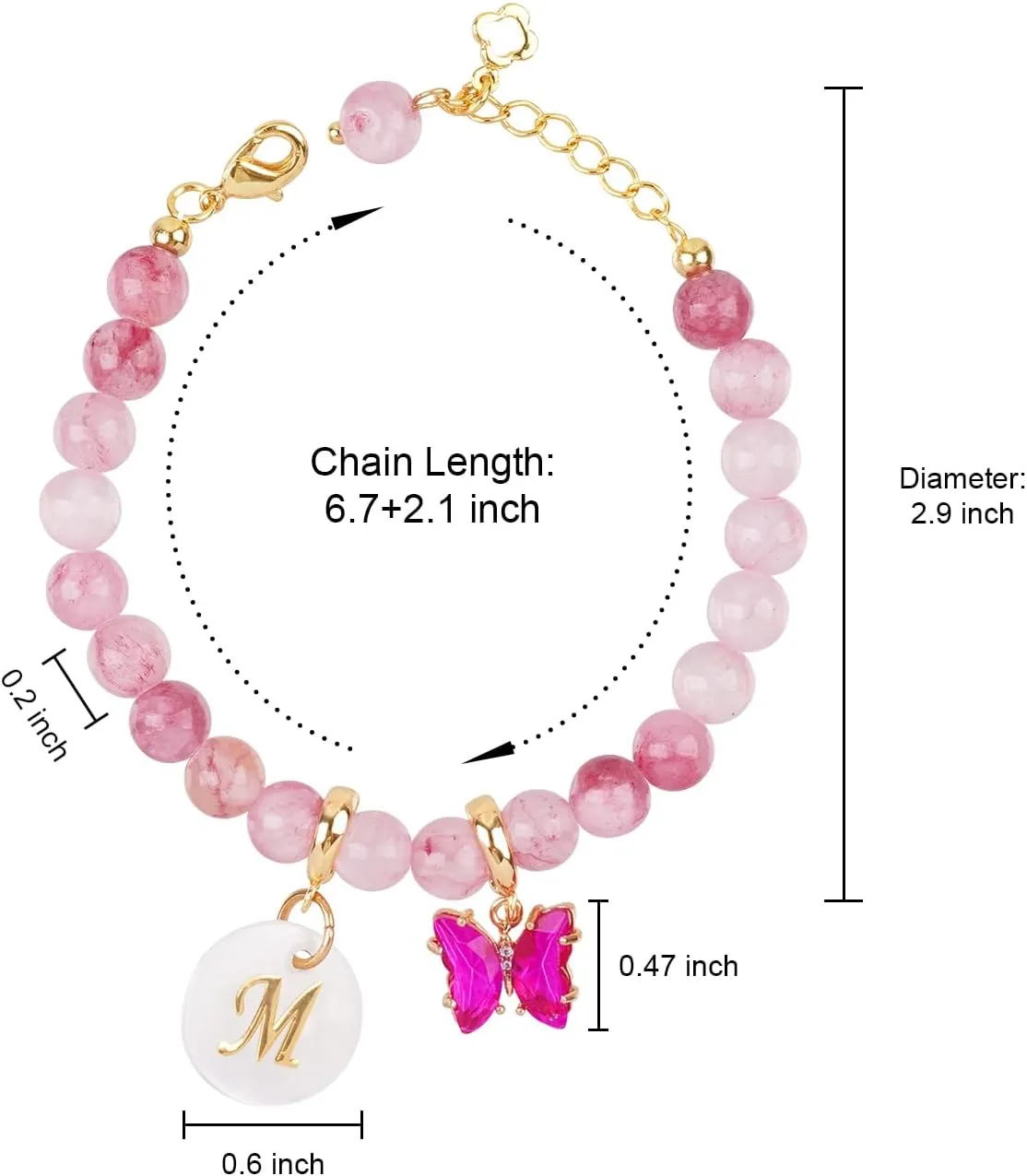 Birthstone Bracelet rose quartz bracelet Suitable as friendship bracelets birthday gifts for girls Flower Girl Gift dance recital gifts for girls july birthday gifts