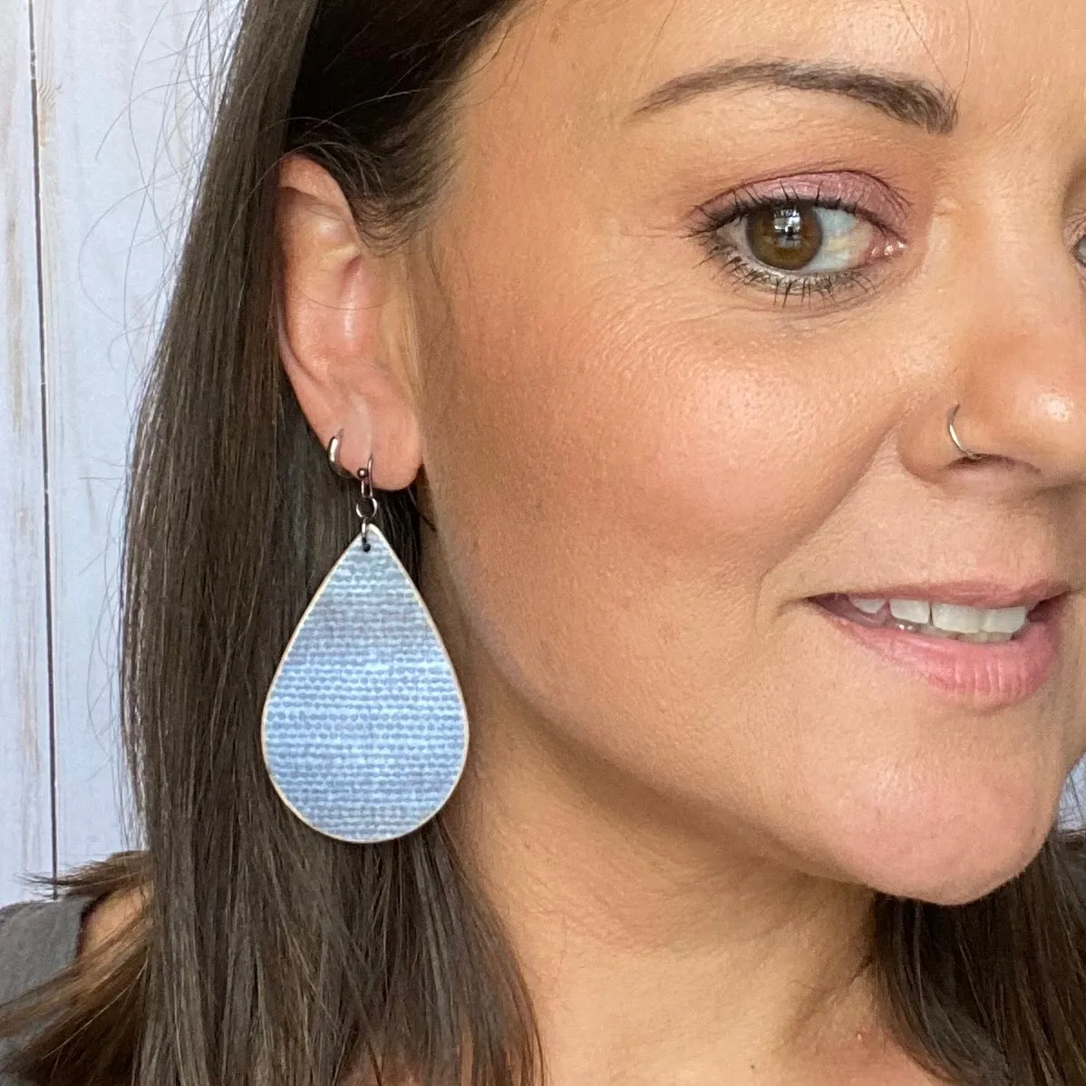 Blue Wood Earrings