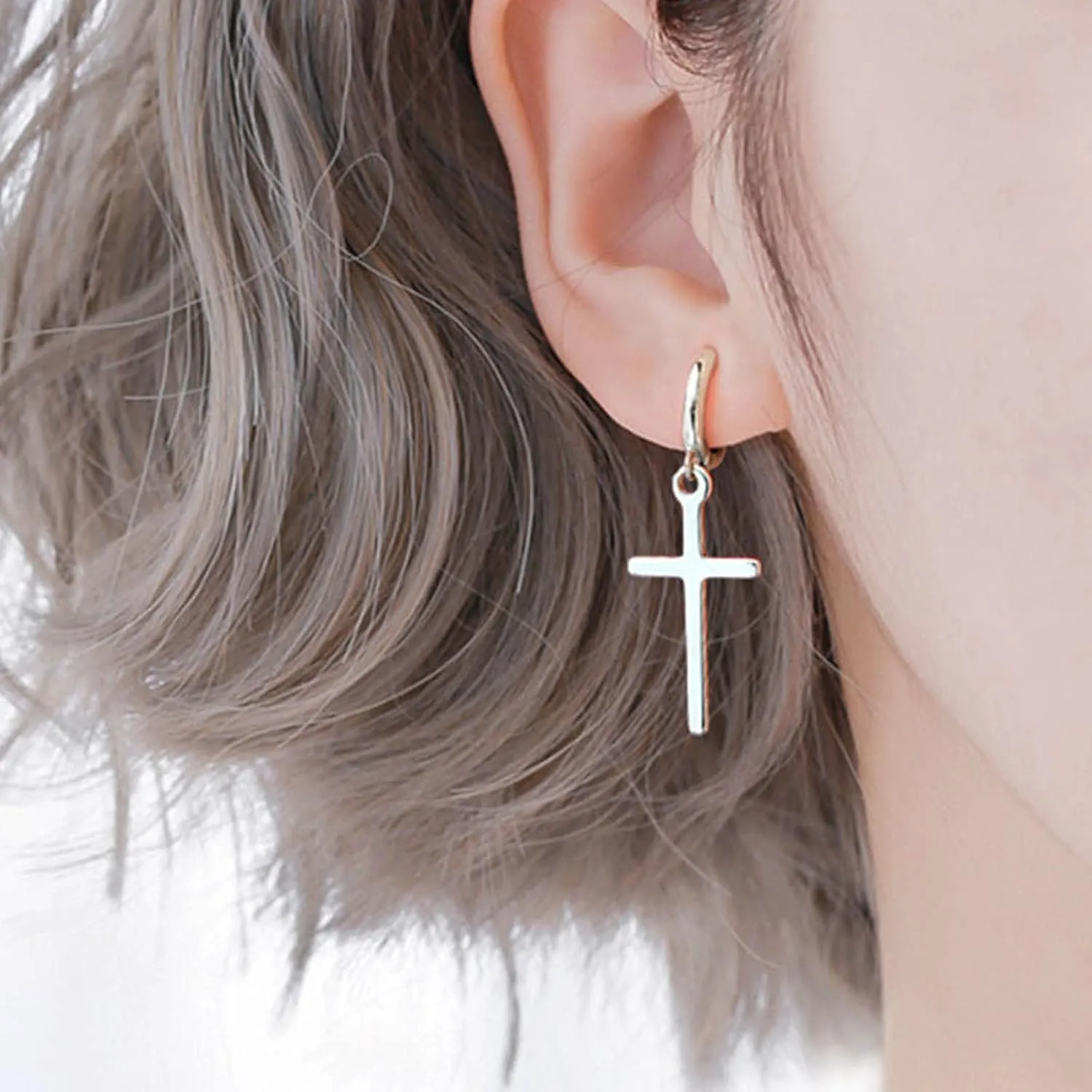 Boho Cross Earrings Gold Simple Cross Dangle Earrings Cross Hoops Earrings Vintage Earrings Wedding Jewelry for Women and Girls