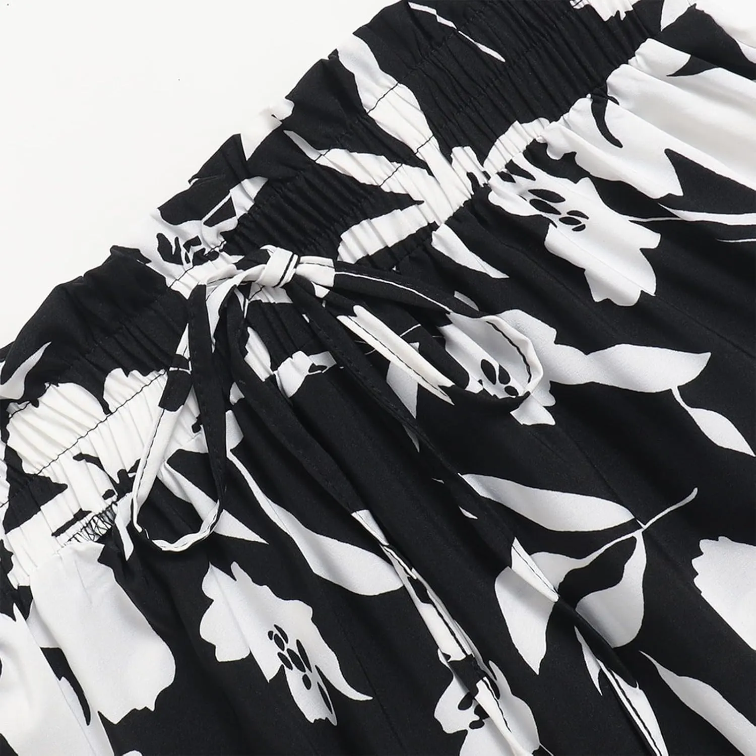 Boho Floral Summer Maxi Skirt Women Elastic High Waist Tiered Pleated Flowy Long Casual Beach Skirt