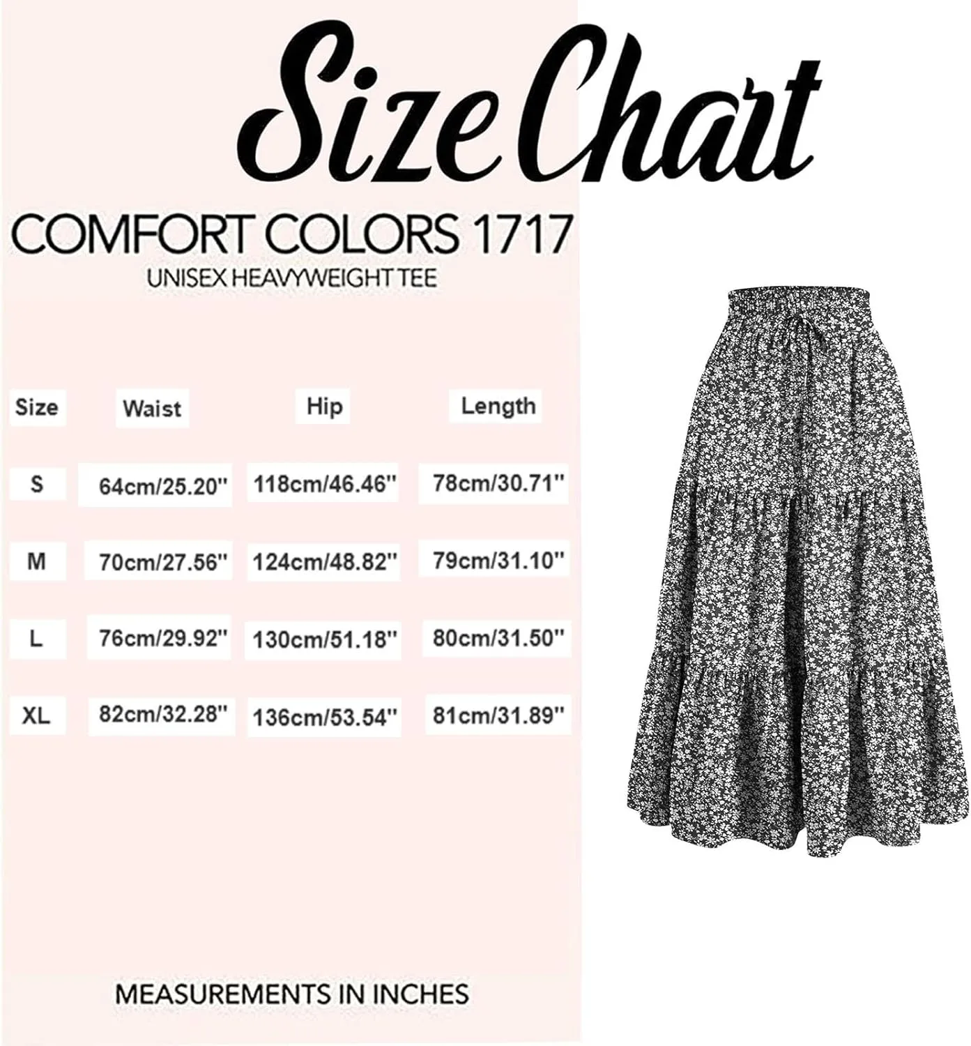 Boho Floral Summer Maxi Skirt Women Elastic High Waist Tiered Pleated Flowy Long Casual Beach Skirt