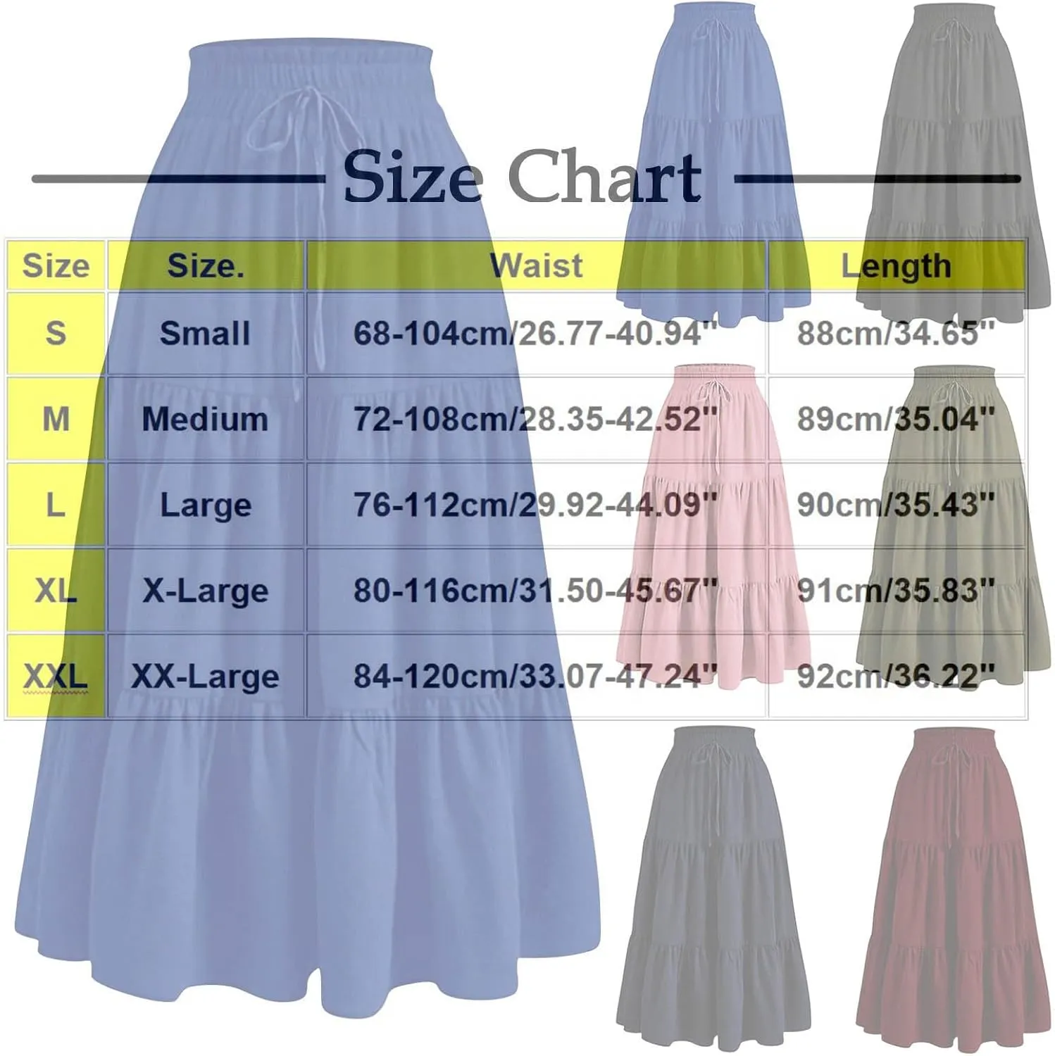 Boho Skirts for Women 2025 Summer Trendy Floral Flowy Maxi Skirt Elastic High Waist Tiered A-Line Beach Dress