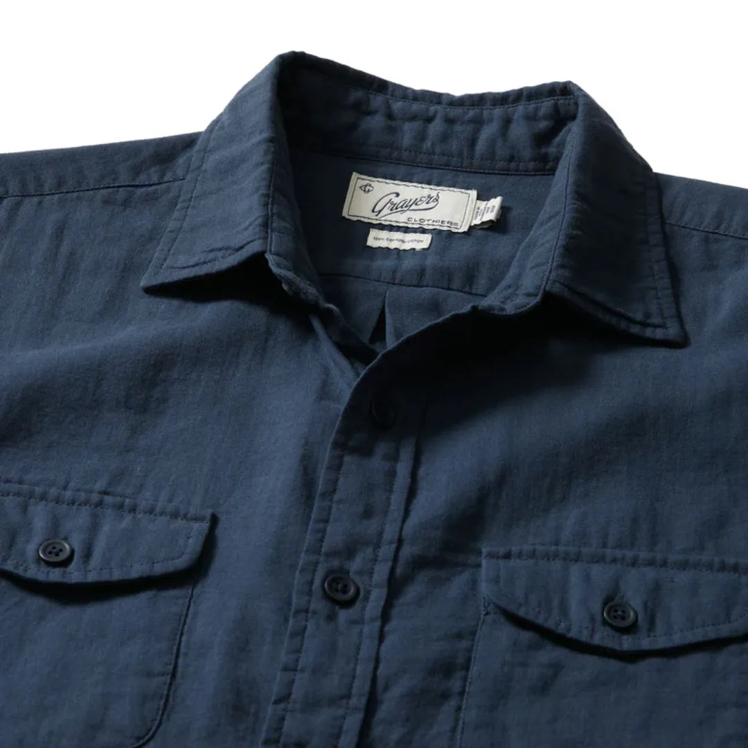 Brando Lightweight Double Cloth Shirt (Midnight Navy)